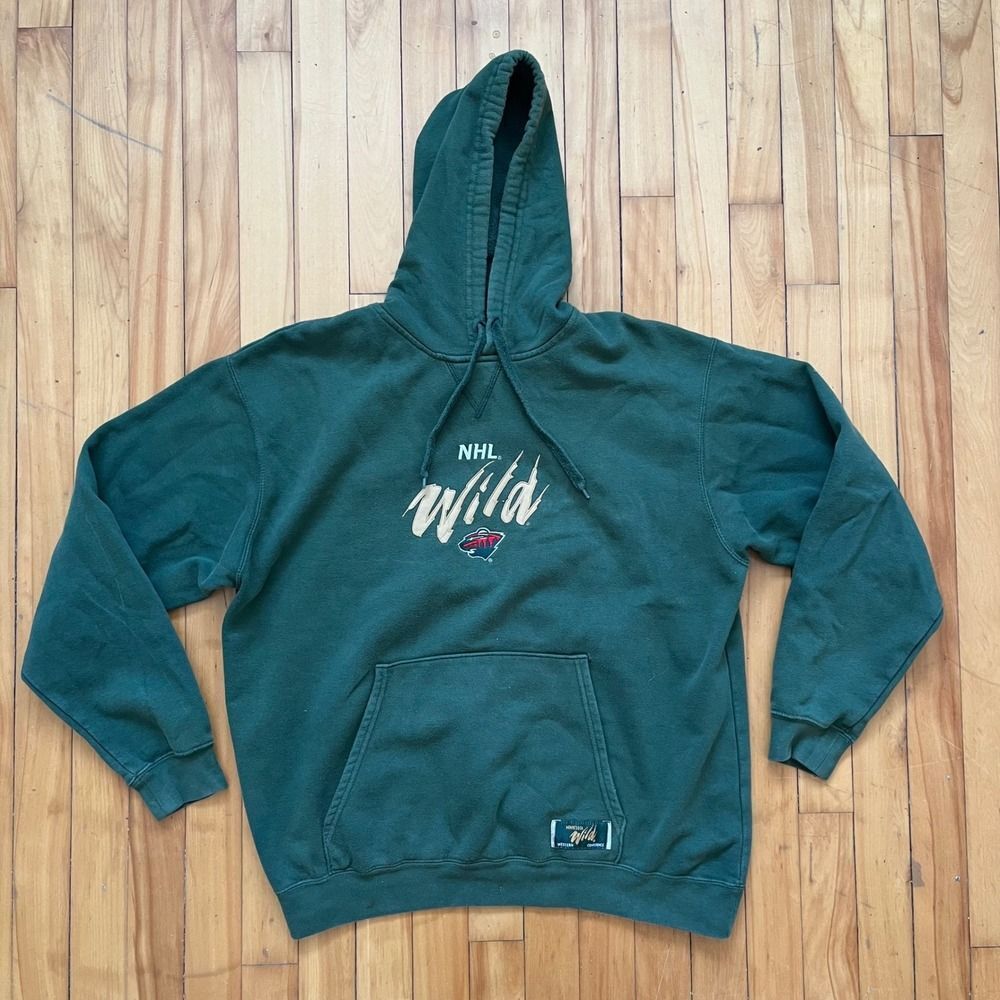NHL Minnesota Wild Green Hoodie Sweatshirt Men's L Western Conference Majestic